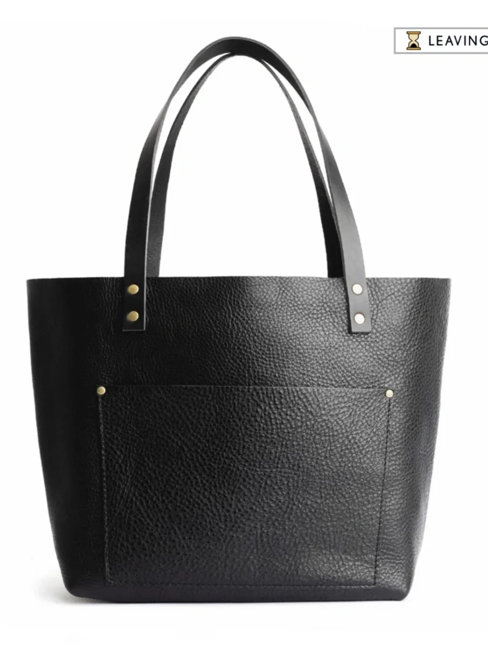 Portland Leather Goods PLG Classic Large Tote in Pebbled Black and Blandles VGUC